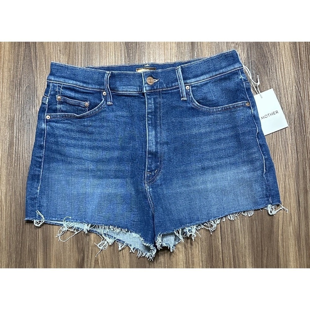 Mother The Easy Does It Blue Dark Wash (Briefly Gorgeous) Jean Shorts worn 1X